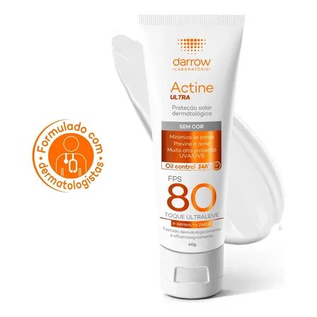 Protetor Solar Facial Dermatológico Darrow Actine Ultra FPS 80 40g