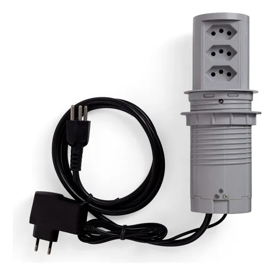 Torre Tomada Automática Com Indução 15w E 3 Tomadas Flex 16a Cor Cinza