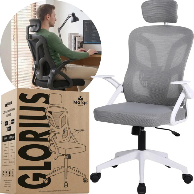 Cadeira Ergonômica Escritório Mesh Giratória Reclinável Ajuste Altura Apoio Lombar Confort... Cadeira Ergonômica Escritório Mesh Giratória Reclinável Ajuste Altura Apoio Lombar Confort...