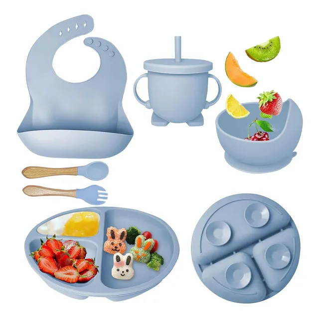6 Pcs De Vajilla De Silicona Para Bebés Y Niños Libre De Bpa