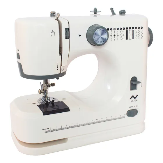 Maquina De Coser Nictom Mc02 Mini Compacta Portable 12 Tipos De Puntada Color Blanco