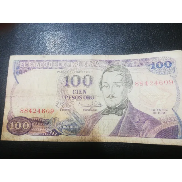 Vendo Billete Antiguo De $100 Pesos Oro Colombiano De 1980