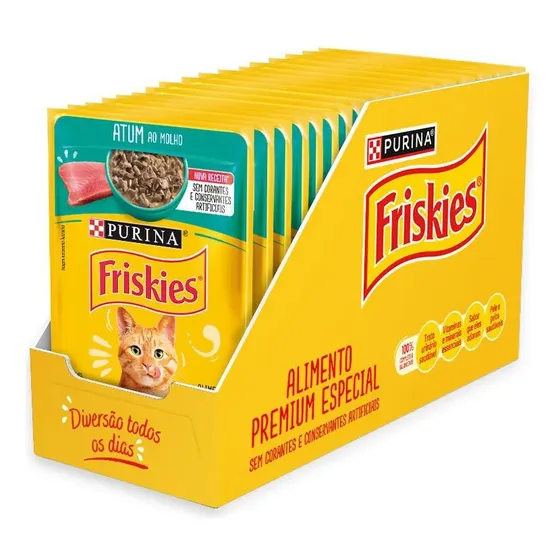 Ração Úmida PURINA FRISKIES para Gatos Adultos Atum ao molho 85g - com 15 unidades