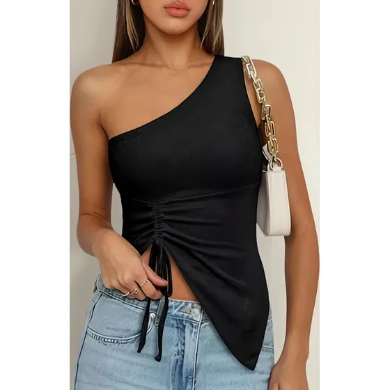 Blusa Para Mujer, Con Un Hombro Descubierto