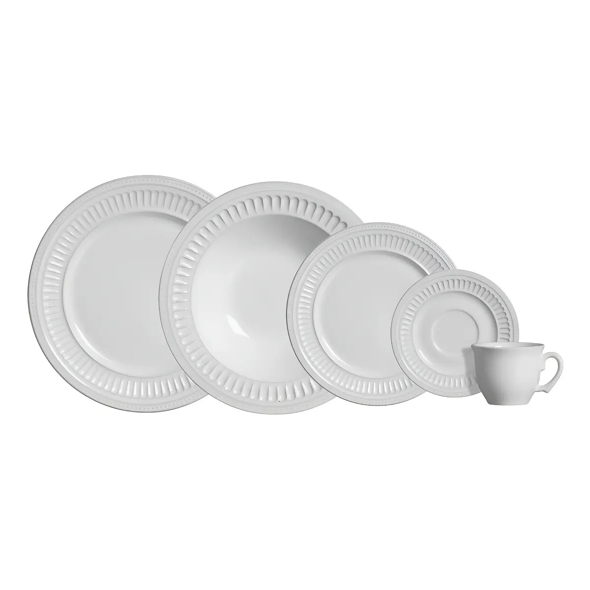 Aparelho de Jantar 20 peças Branco Poppy de Cerâmica - Scalla Cerâmica