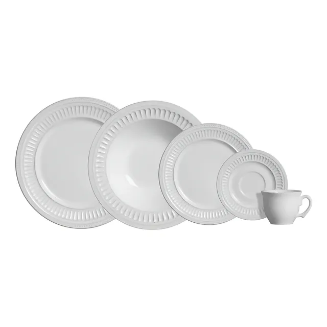 Aparelho de Jantar 20 peças Branco Poppy de Cerâmica - Scalla Cerâmica