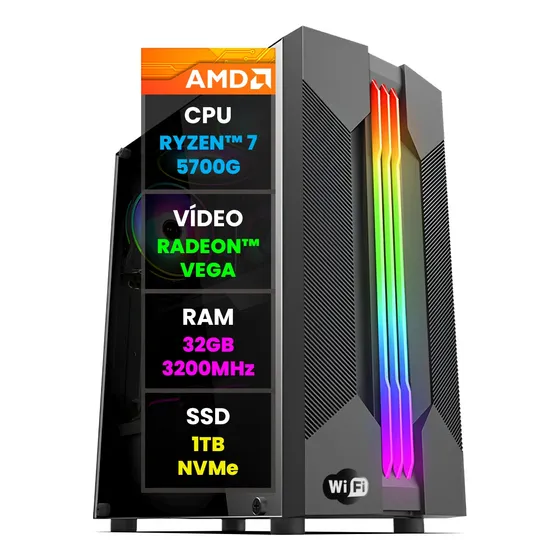Pc Gamer Computador Ryzen 7 5700g / Ssd 1tb Nvme / 32gb Ddr4