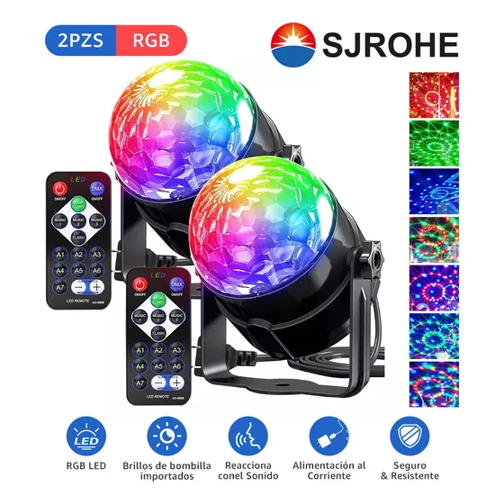 Sjrohe 2 Piezas Rgb Led Dj Control Remoto Led Disco Ball Luces Para Fiestas Bola Disco Luces De Colores Traje Robot Led Cañon Led Para Fiesta Ktv Par Led Luces Para Escenario
