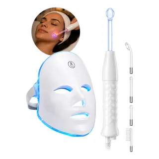 Kit Tratamento Facial Led 7 Cores E Alta Frequência Bivolt 127/220v