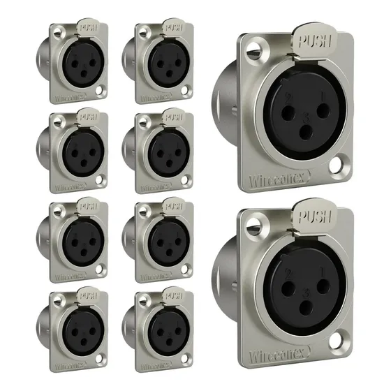 Kit Conectores Xlr Fêmea Para Painel Medusa Wireconex 10und