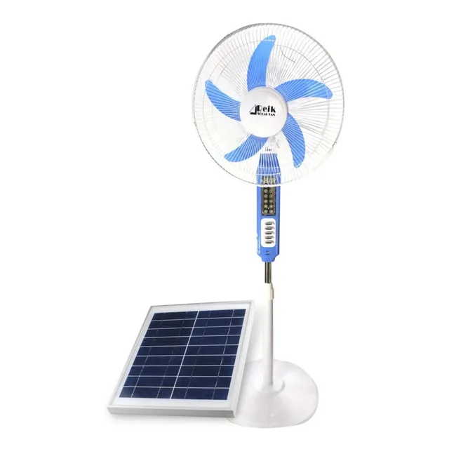 Ventilador Recargable 16 De 3 Velocidades Con Panel Solar