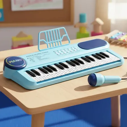 Teclado 37 Teclas BrincaMundo Com Microfone Karaokê Brinquedo Crianças Musical Educativo…