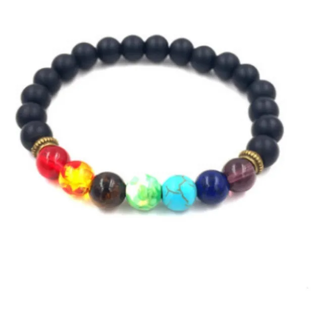Pulsera De Perlas De Colores Energy Volcano De 8 Mm Con Ágat
