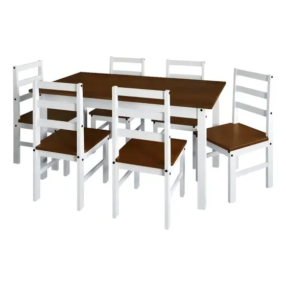 Juego De Comedor 6 Sillas En Madera. Que Sal! Color Blanco/cera