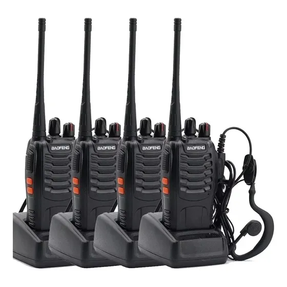 Kit X 4 Handies Baofeng Unibanda Bf-888s 16ch Uhf Negro