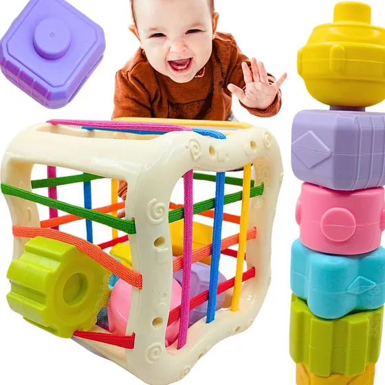 Kit Brinquedos Educativos Cubo Formas Geométricas Sensorial