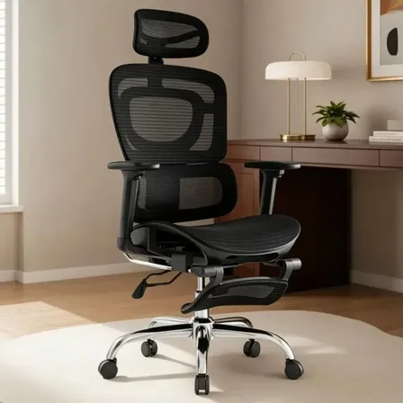 Cadeira Escritório Ergonômica Sweet Studio Preto Mesh Reclinável com Apoio de Braços