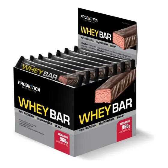 Whey Bar 24 Un - 15g De Proteína Por Barra - Probiótica