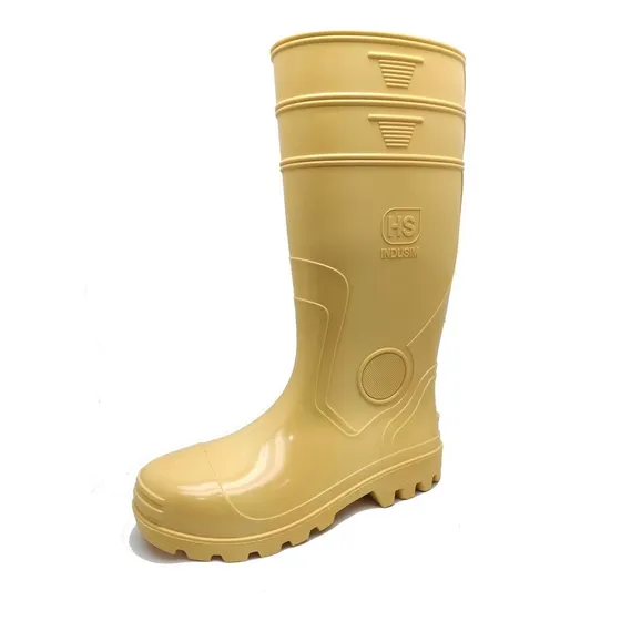 Bota De Goma Pvc Caña Larga Beige Sin Puntera
