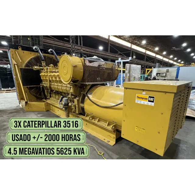 3x Caterpillar 3516  4.5megavatios (5625kva) Usada 2000 Hrs