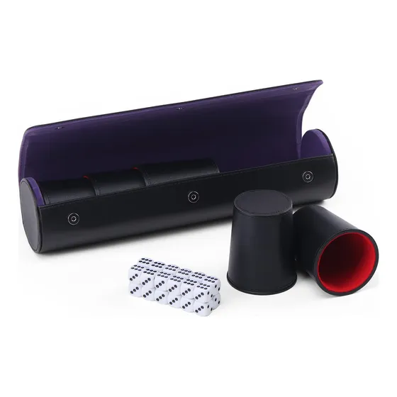 Juego De Tazas De Dados De Cuero 5 Piezas Bandeja