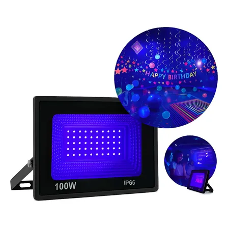 Refletor Led 100w Uv Luz Negra Efeito Neon Bivolt Dj Ip66 127/220v