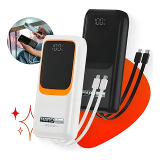 Carregador Portátil Power Bank Turbo 20000mah 22.5w Universal Para iPhone Samsung Motorlola Xiaomi Com Display Digital - Marca Hardline Preto Ou Branco Preto/branco