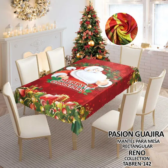 Mantel Para Mesa De Navidad Rectangular Para 6 Puestos
