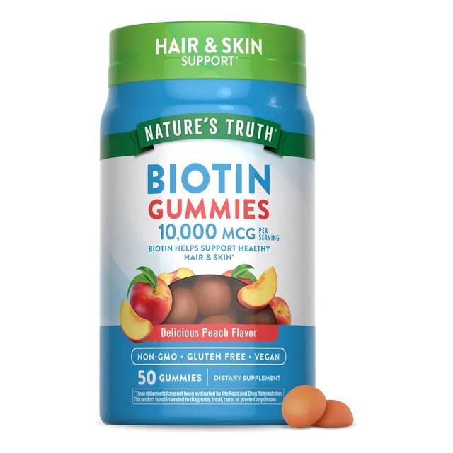 Biotina 10000 Mcg Nature's Truth 50 Gomitas Durazno