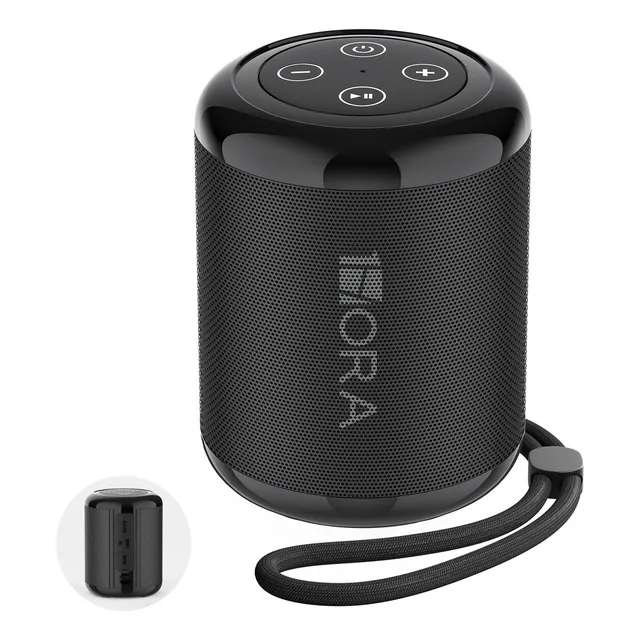 Bocina Bluetooth Portátil Mini Bocina Portátil Altavoz Inalámbrico con Manos Libres/Micro USB/Radio FM/TF, Compatible con Phone, Tablet, Computadores, Ideal para Viajar, Campear 1Hora BOC062 Negro