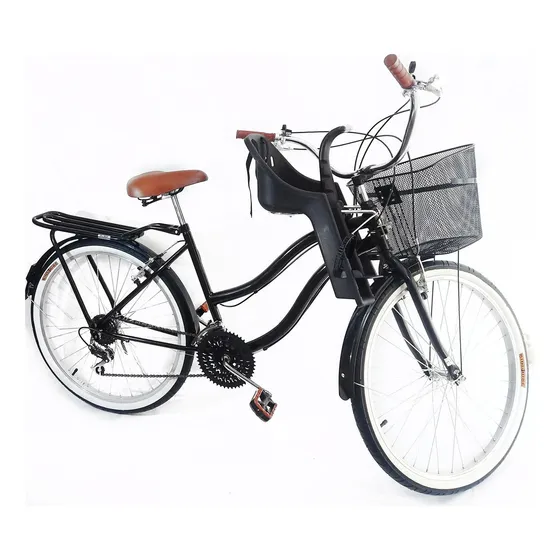 Bicicleta Retrô Aro 26 18v + Cadeirinha Infantil Frontal