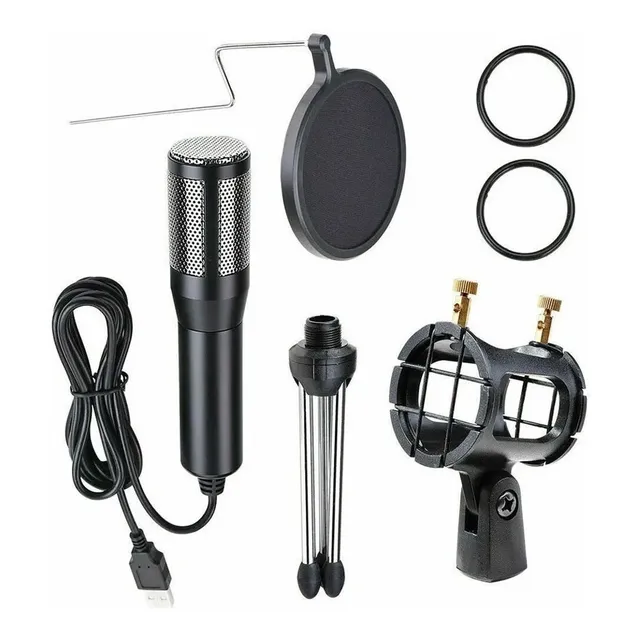Microfono Condensador Para Estudio Streaming Conector Usb