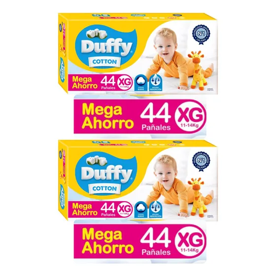 Pañales Para Bebes Duffy Cotton Mega Ahorro Xg 88 Unidades