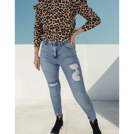 Jean Mom Semi Elastizado