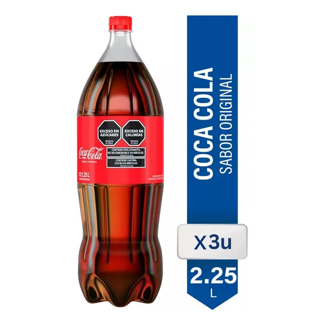 Coca Cola Original 2,25 Litros Grande Gaseosa - Pack X3