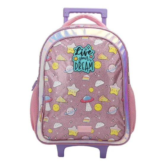 Mochila Carrito Carro Escolar Gran Capacidad Manija Telescopica Extensible Tiras Acolchadas Premium Happy Buy