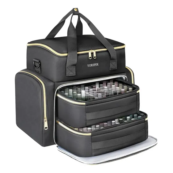 Maletin De Maquillaje Bolsa Organizadora Estuche De Maquillaje Bolsa Organizadora De Esmaltes De Uñas Con 2 Bolsas Neceser Maletin Maquillaje Bolsa De Almacenamiento 6130 Yorepek Negro