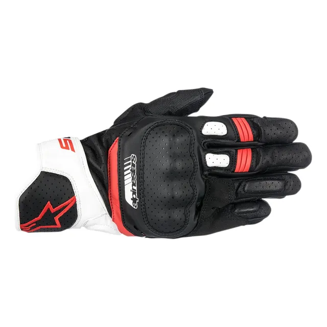 Guantes Moto Sp-5 Cuero Negro Linea Roja Talle M Alpinestars