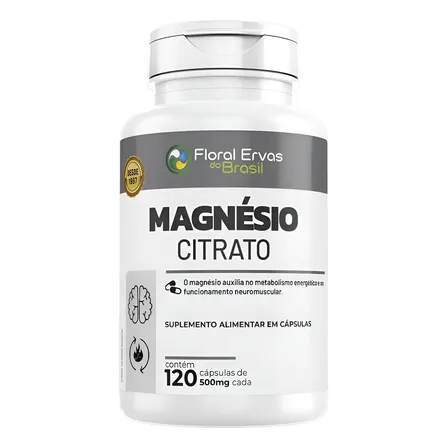 Magnésio Citrato Puro Floral Ervas Original 120 Cápsulas Sem Sabor