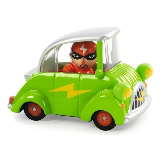 Autito/auto Niños Coleccionable Marca Djeco Color Verde Personaje Green Flash