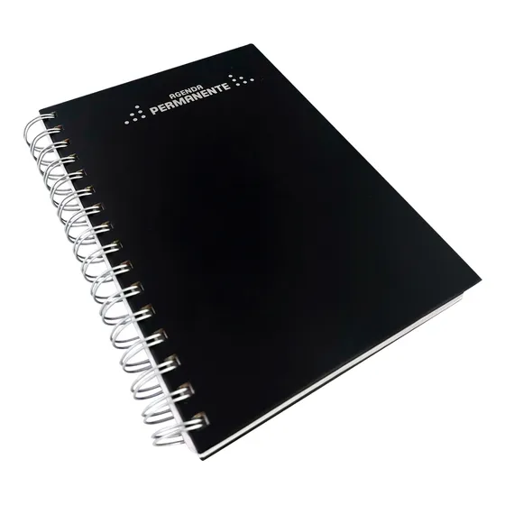 Agenda Permanente Diária Espiral A5 Grande Executiva Preta