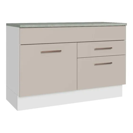 Gabinete Bajo Cocina Madesa Agata 120cm Con Encimera Bc Color Blanco/Crema