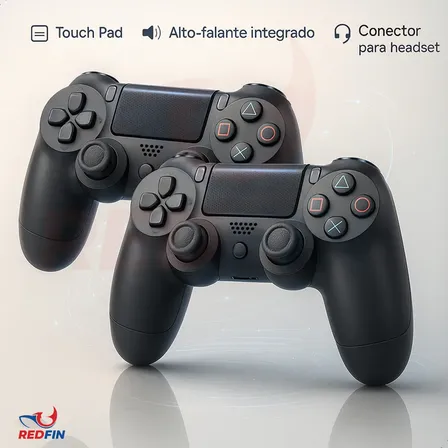 2 Controles Sem Fio Bluetooth Redfin Preto Ps4 Pc Tv Smart