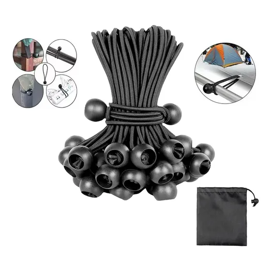75 Pz Liga Cuerda Elástica Con Bola Lona Toldo Carpa Tensor