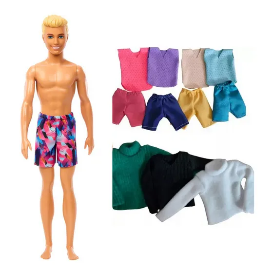 Muñeco Ken Original Mattel + 3 Conjuntos De Ropa Adicionales
