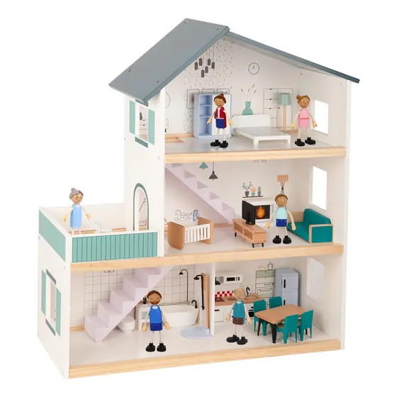 Casa De Muñecas De Madera Tooky Toy Niñas 
