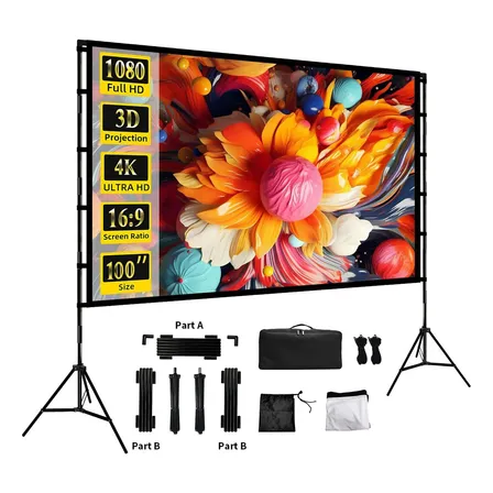 Pantalla De Proyector De 100 Pulgadas Con Soporte Plegable