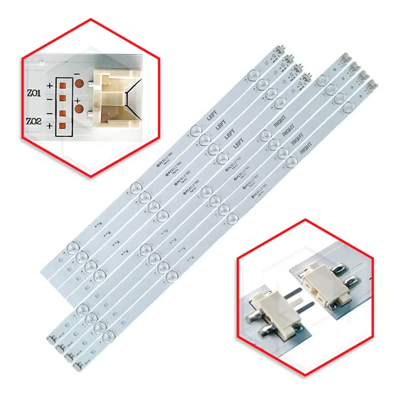 Kit 8 Barras Compatível Com 49Lj5500 49Lj5550 49Uj6300 Televisão 49 Polegadas Pci Eletroparts