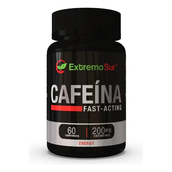 Cafeína 200mg 60 Comprimidos Frasco Sabor Sin Sabor