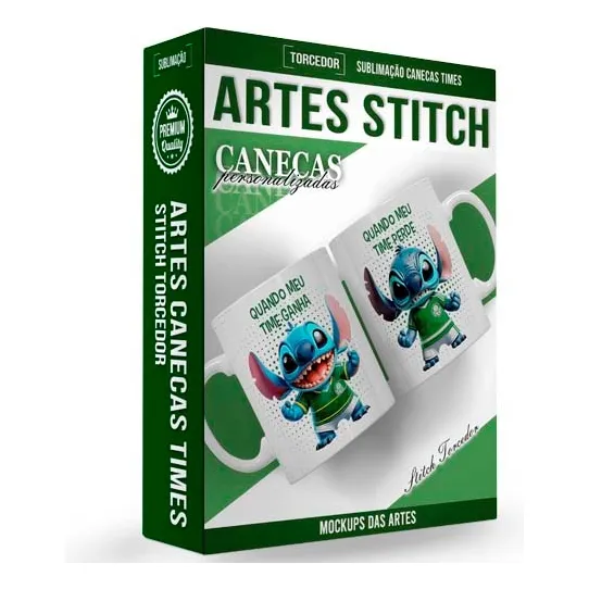 Artes Canecas Stitch Torcedor Times Futebol Sublimação
